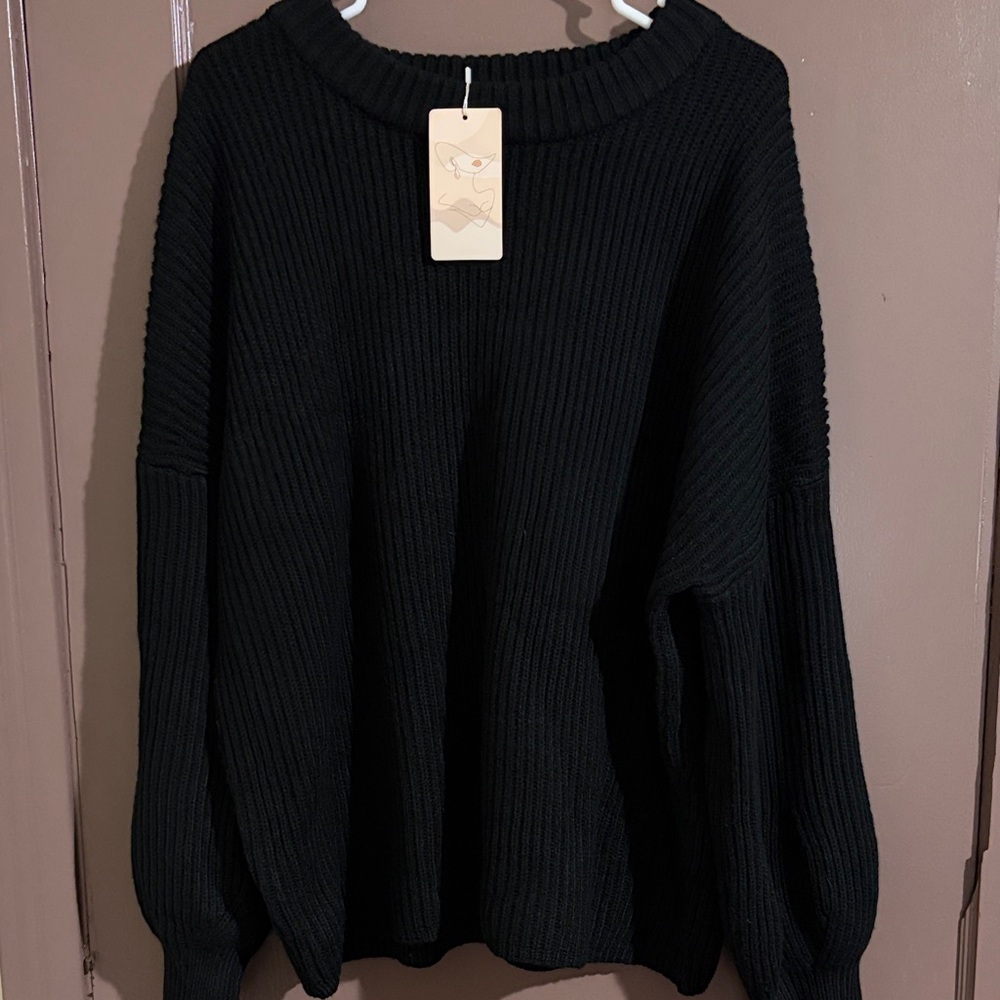 Black Ribbed Mock Tutrleneck Women's Sweater New with Tag size Medium
